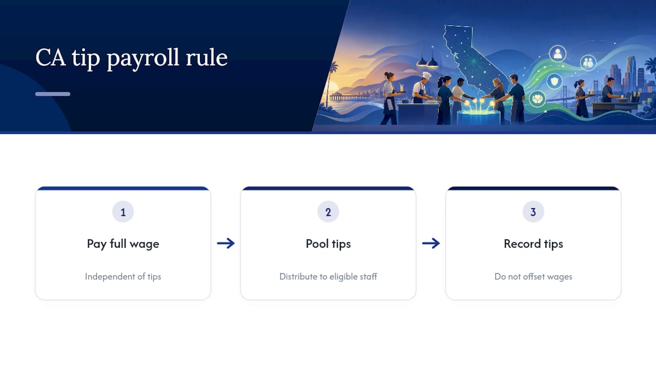 California payroll flow separating wages and tips