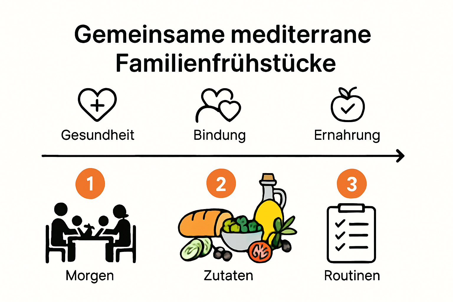 Infografik mediterranes Familienfrühstück Vorteile und Ablauf