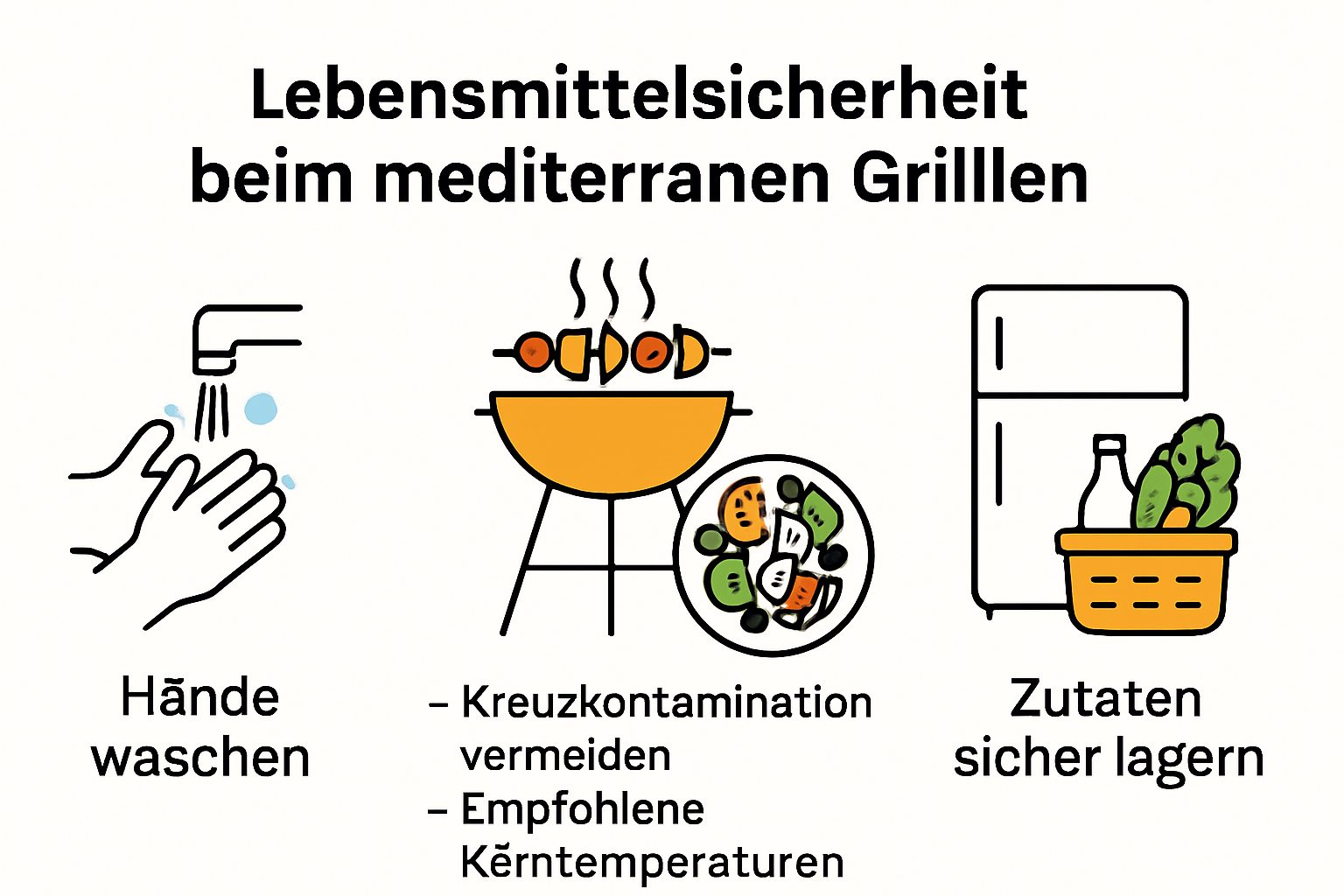 Lebensmittelsicherheit beim mediterranen Grillen Schritt-für-Schritt