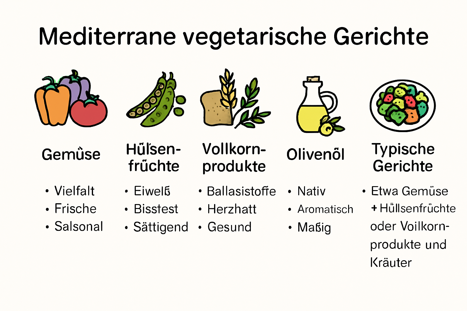 Infografik über vegetarische mediterrane Zutaten