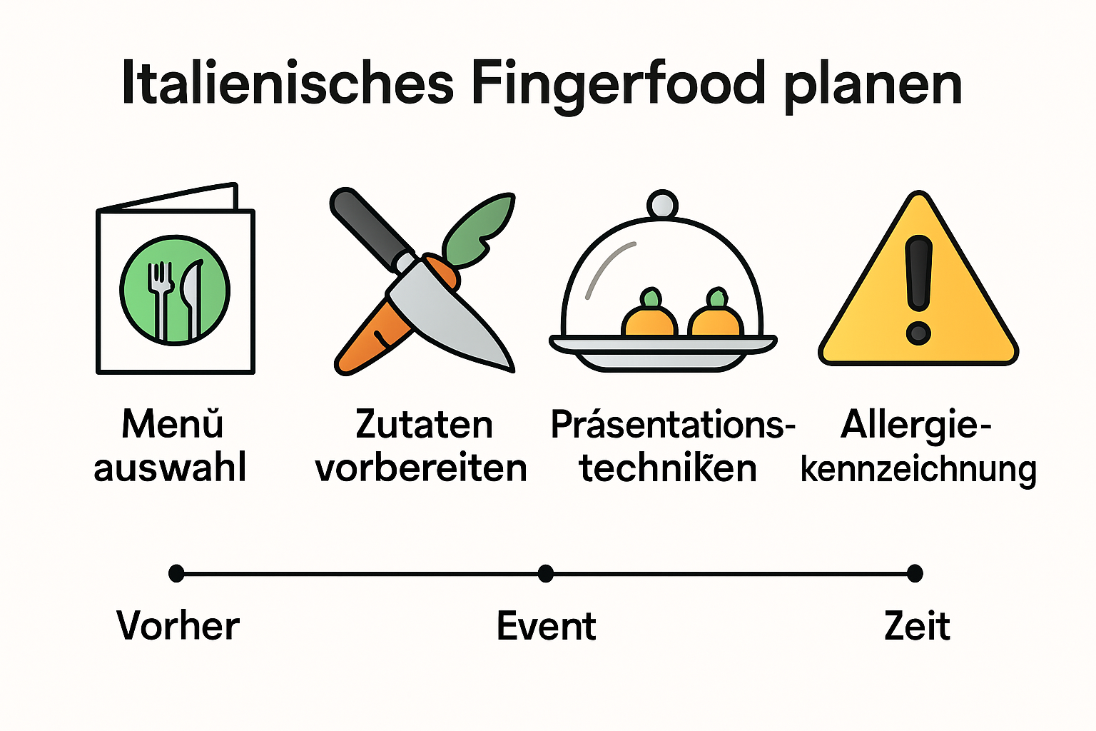 Infographic on italienisches Fingerfood event planning steps