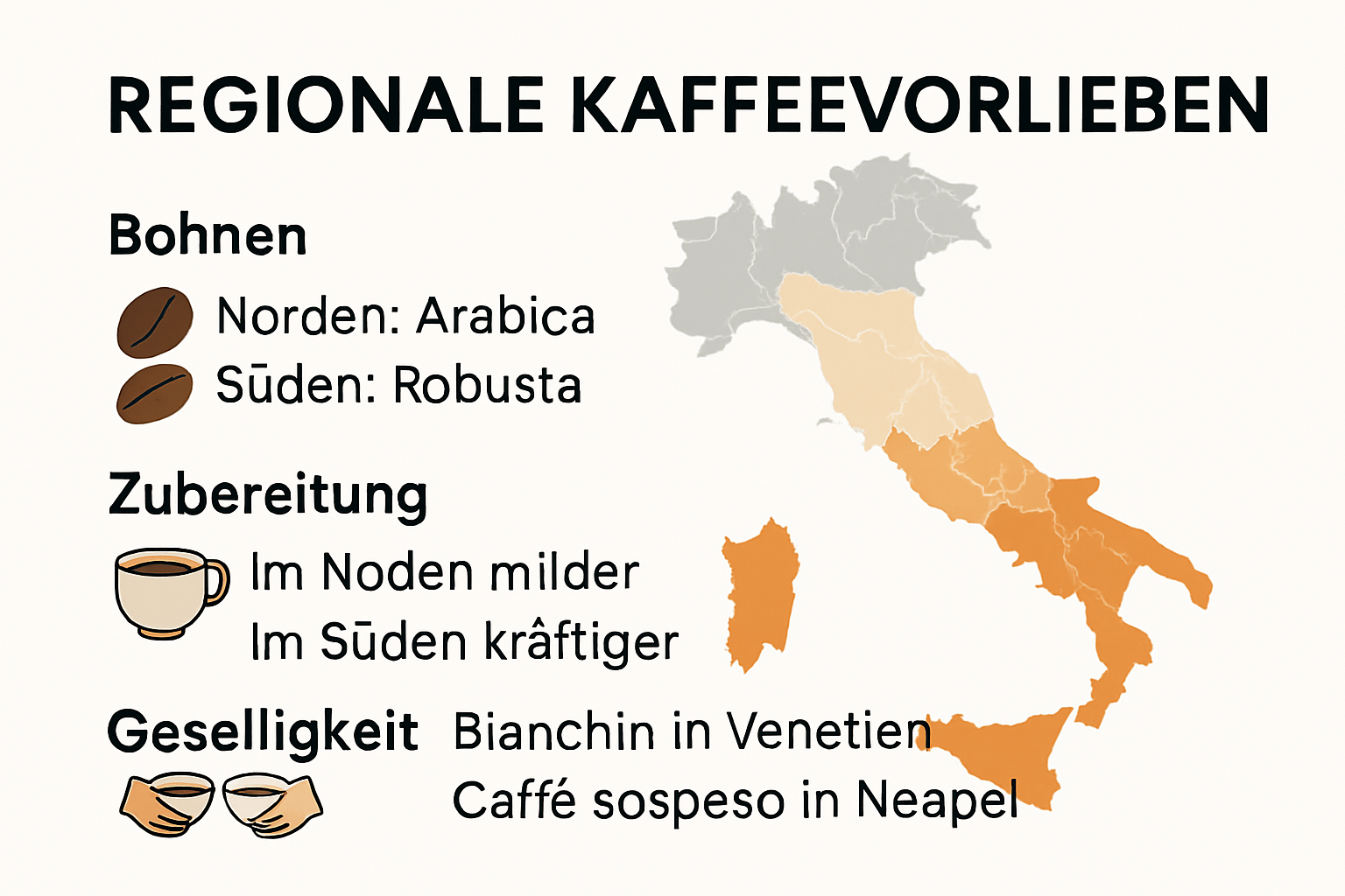 Infographic of Italian regional coffee traditions