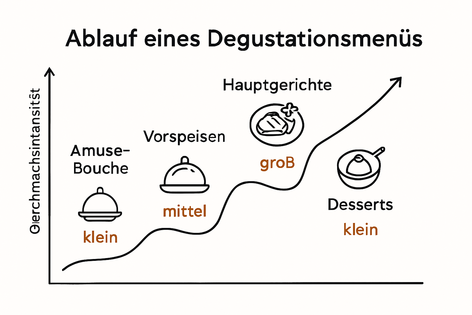 Visual timeline of typical Degustationsmenü course structure