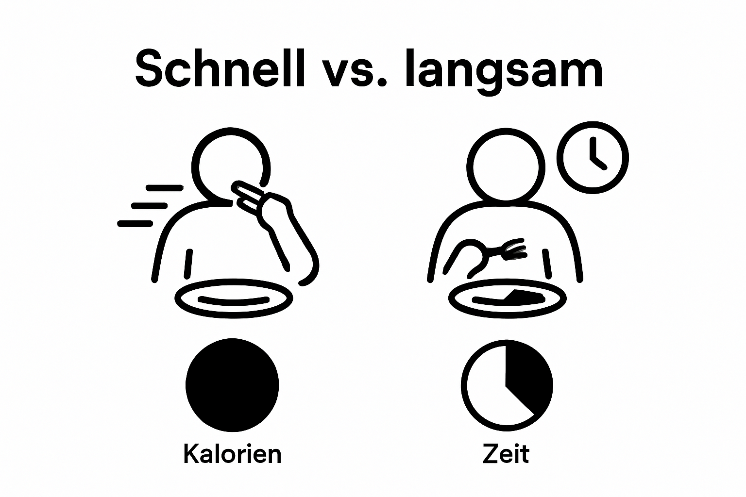 Infographic comparing benefits of slow versus fast eating