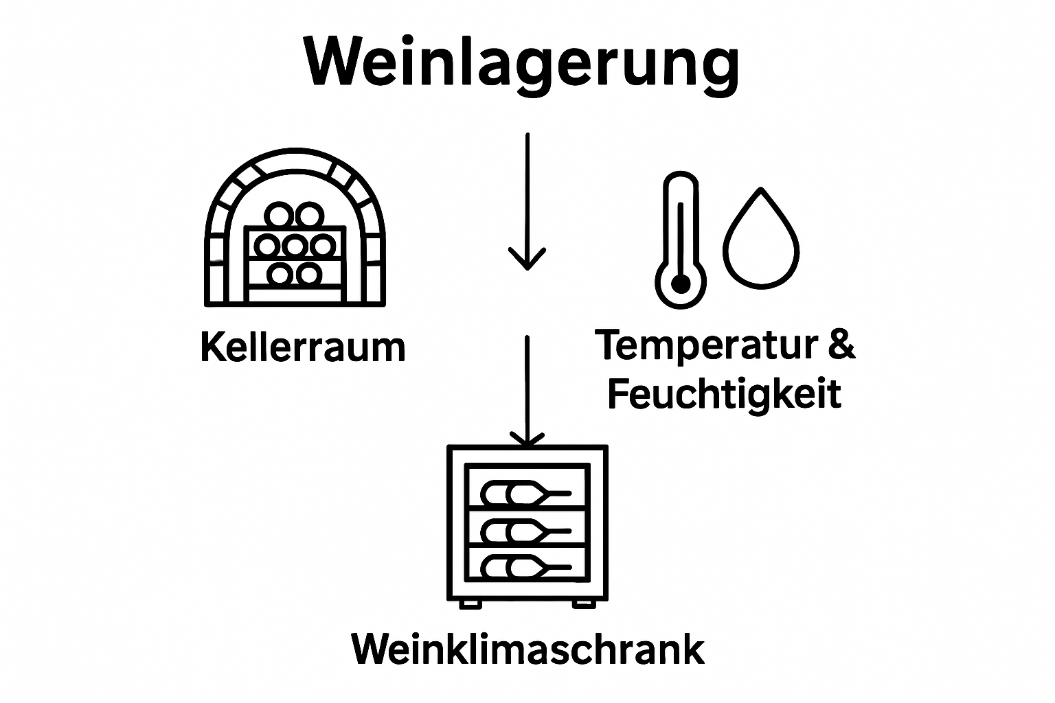 Infografik: optimaler Prozess für den richtigen Weinlagerort in drei einfachen Schritten