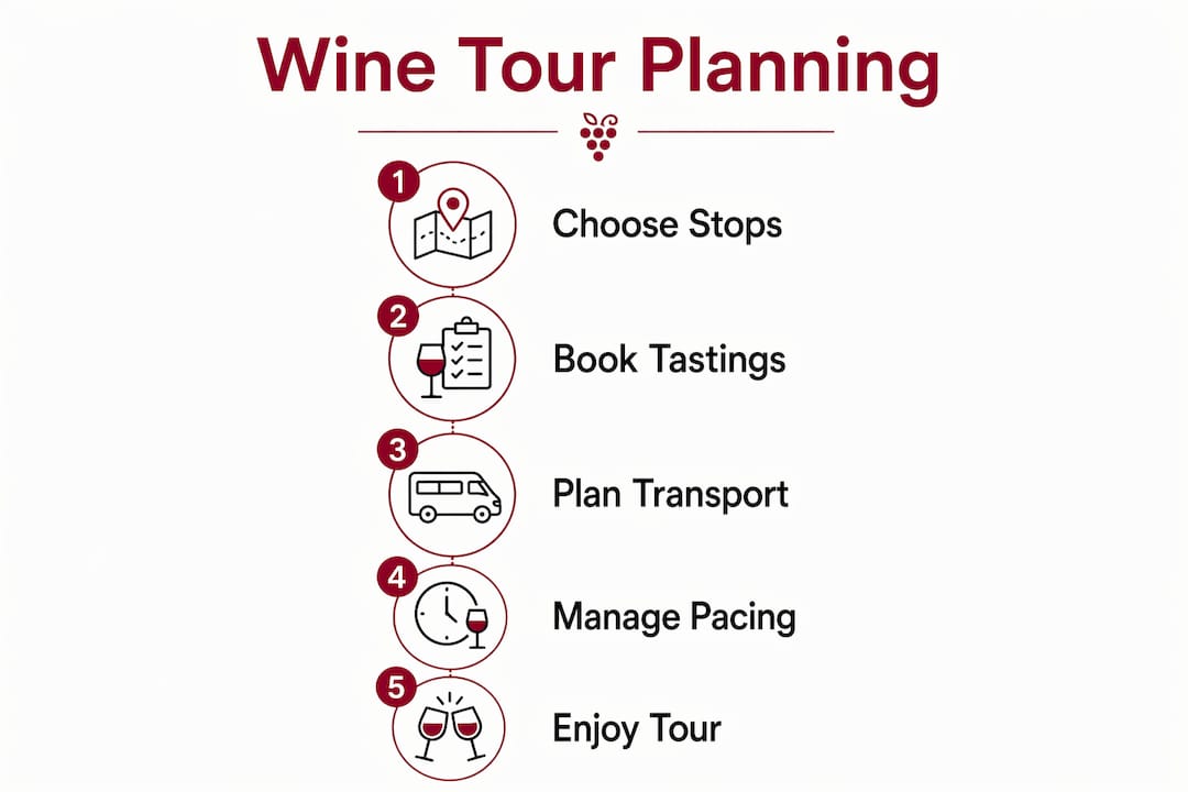 Infographic illustrating key steps to plan wine tour