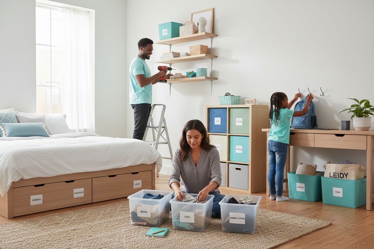 home organization, family organizing, modern living room