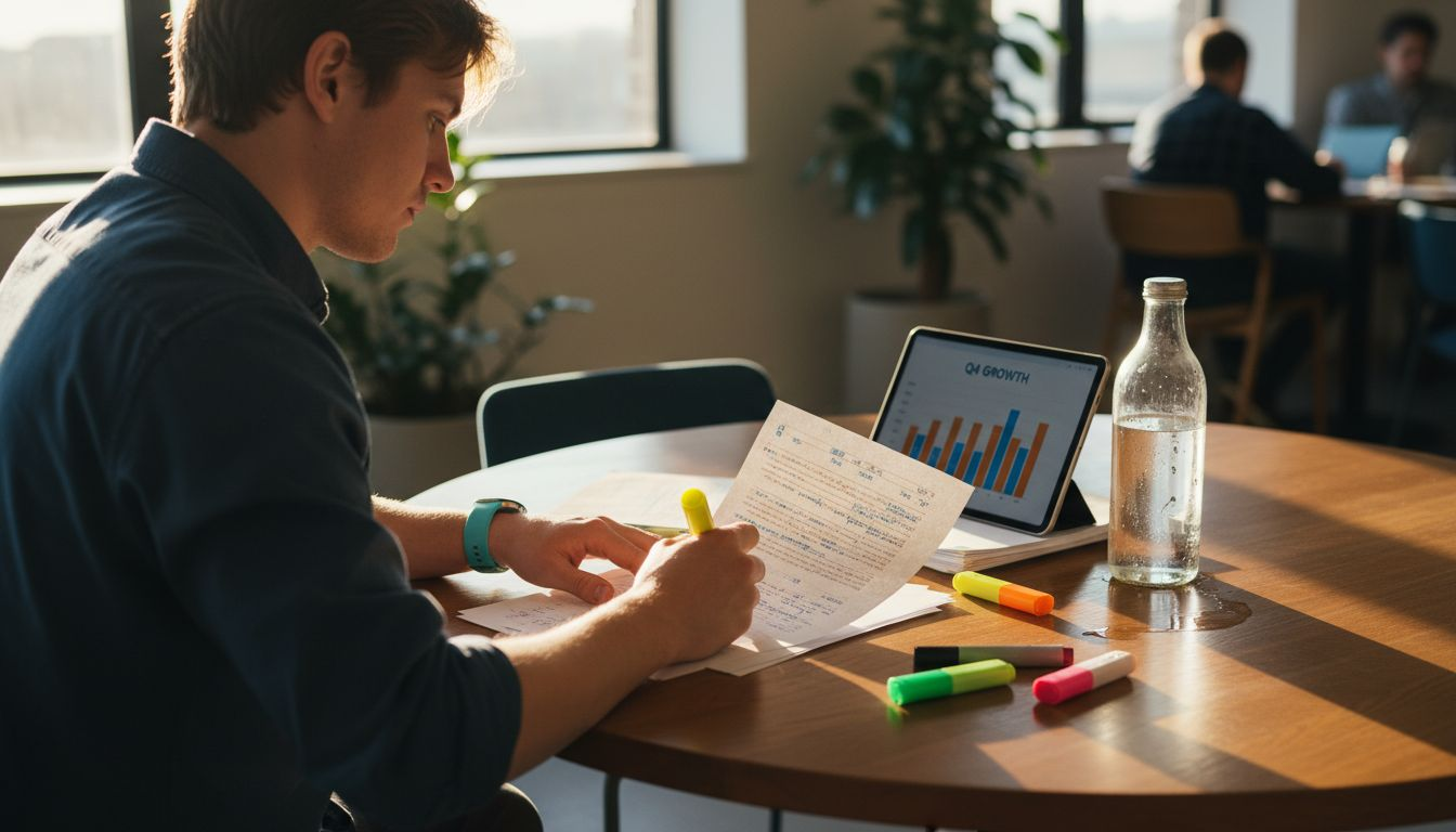 Analyst reviewing podcast transcript for mentions