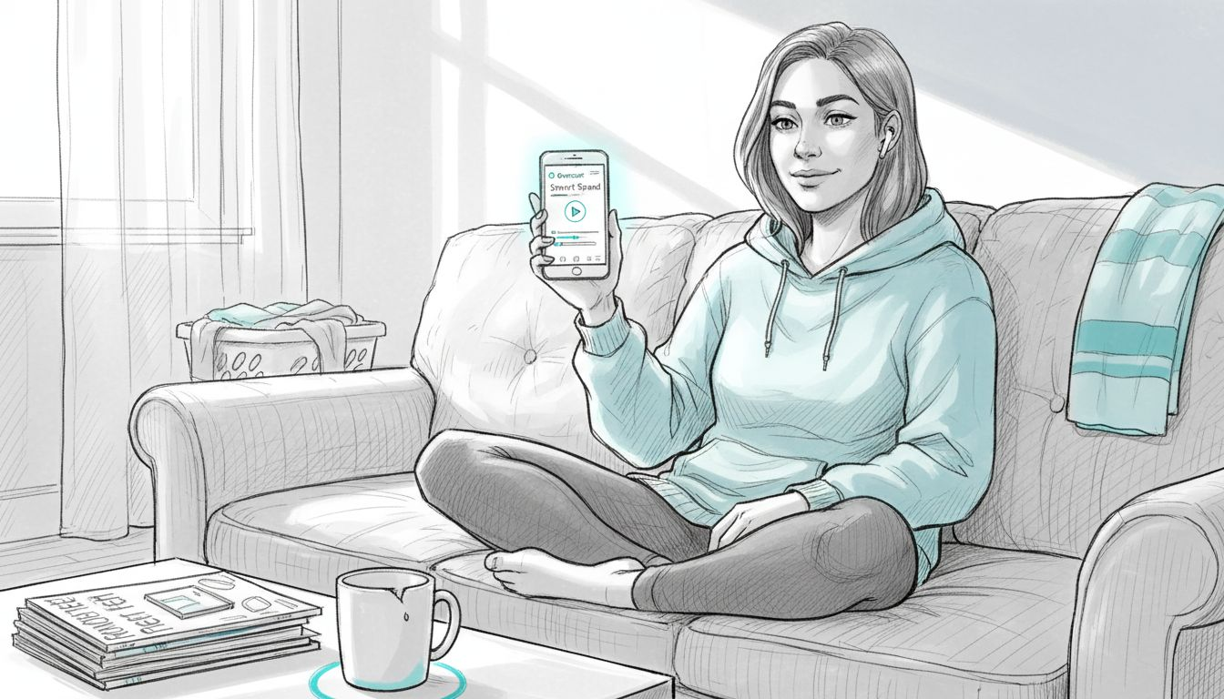 Woman using Overcast Smart Speed feature