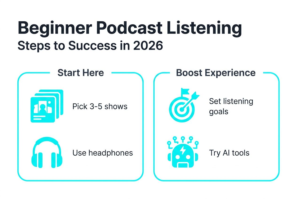 Infographic steps for beginner podcast success