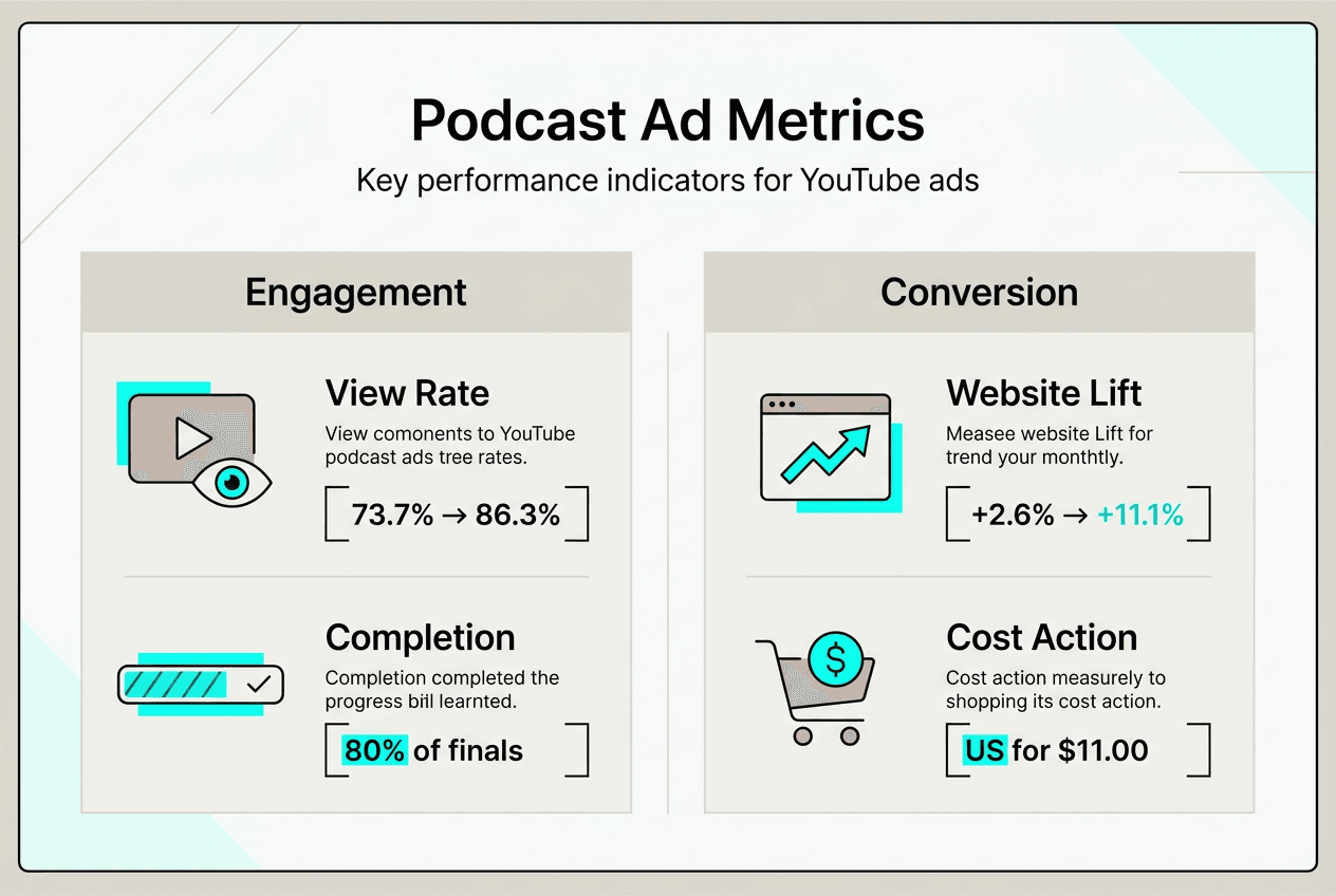 Infographic showing podcast ad performance metrics