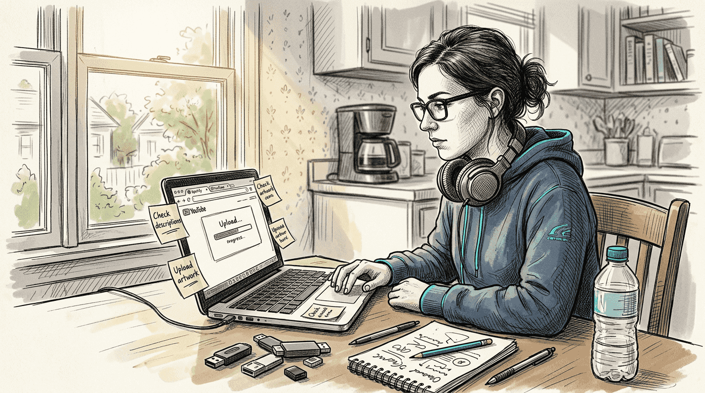 Producer uploading podcast to platforms