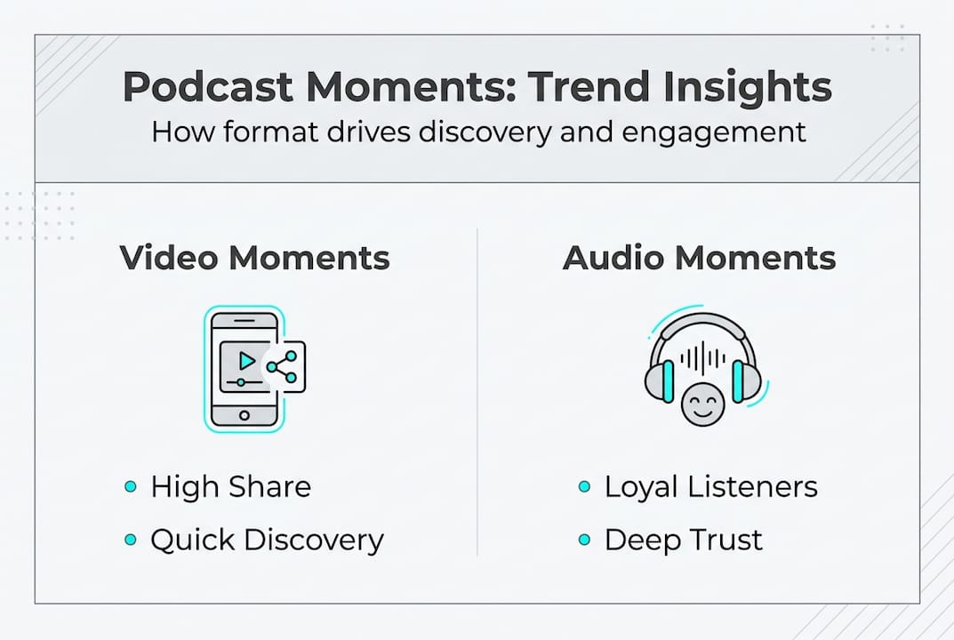 Infographic of podcast moment trend insights