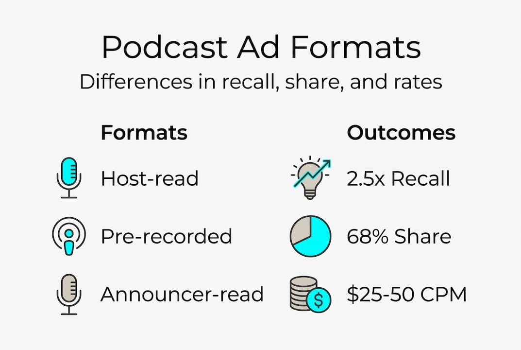 Infographic comparing podcast ad formats