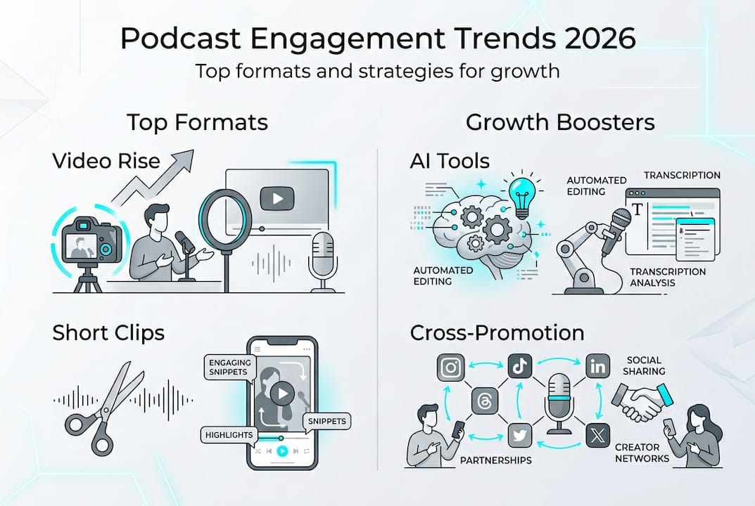 Infographic on 2026 podcast engagement trends
