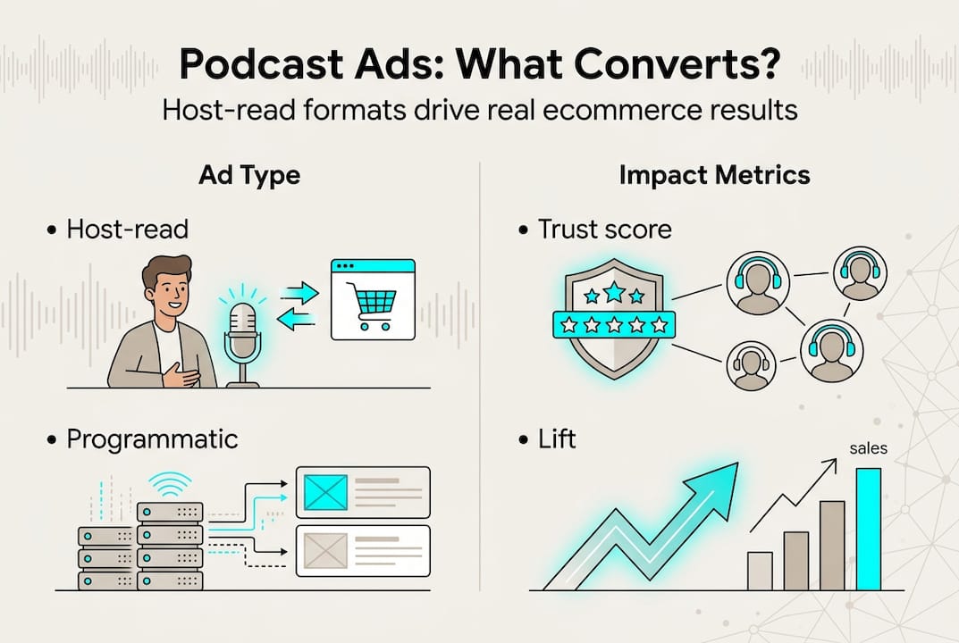 Infographic compares podcast ad types and impact