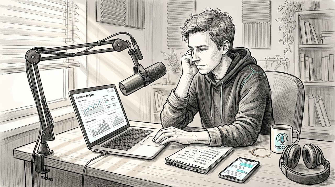 Producer reviews podcast engagement analytics