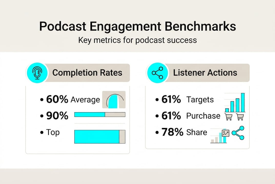 Infographic of podcast engagement benchmarks