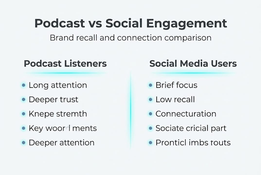 Infographic showing podcast versus social engagement