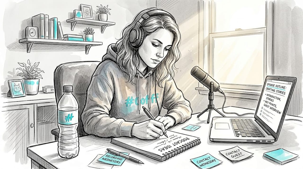 Podcaster brainstorming podcast niche ideas