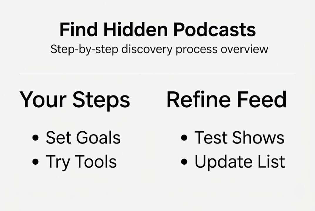 Infographic showing podcast discovery workflow steps
