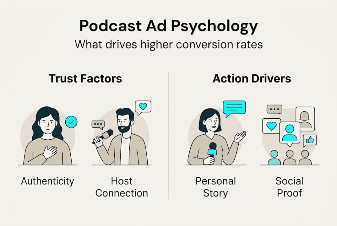 Infographic on psychological drivers of podcast ads