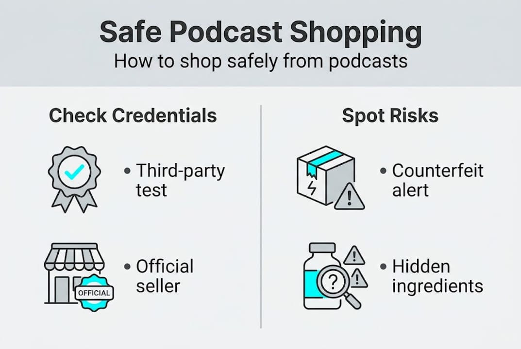 Infographic showing podcast product safety checklist