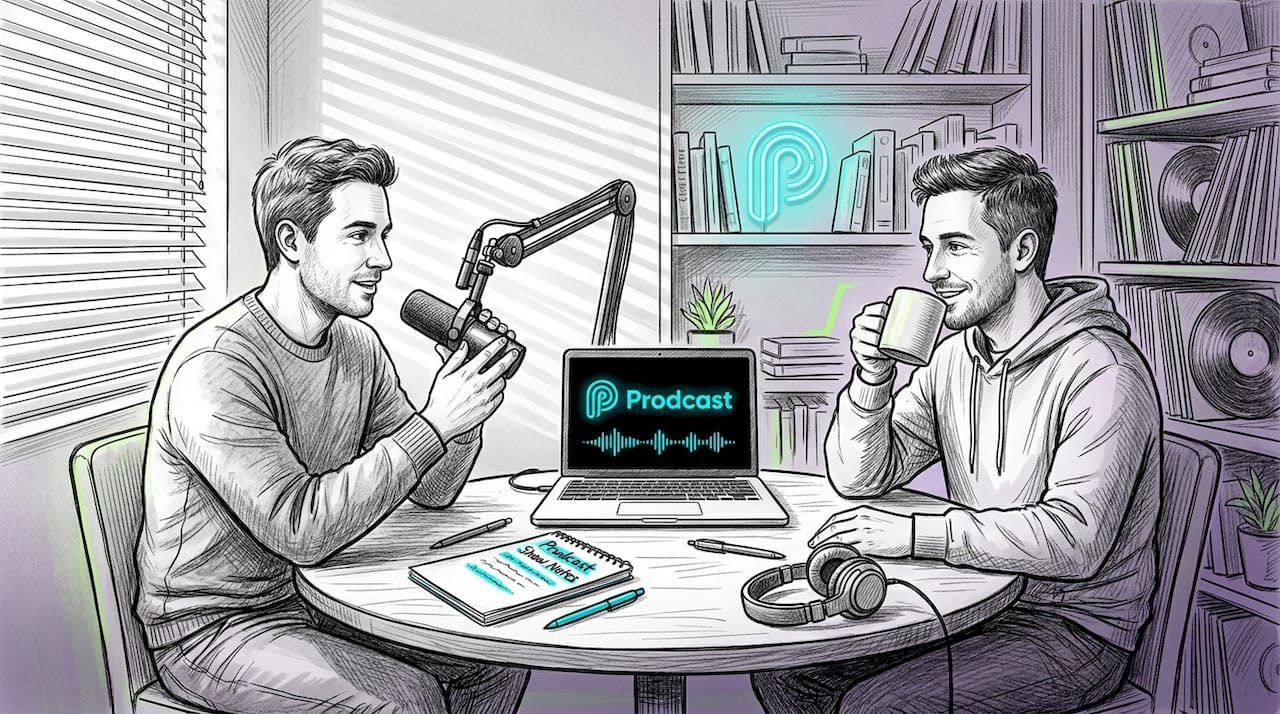Podcast hosts prepare for collaboration in studio