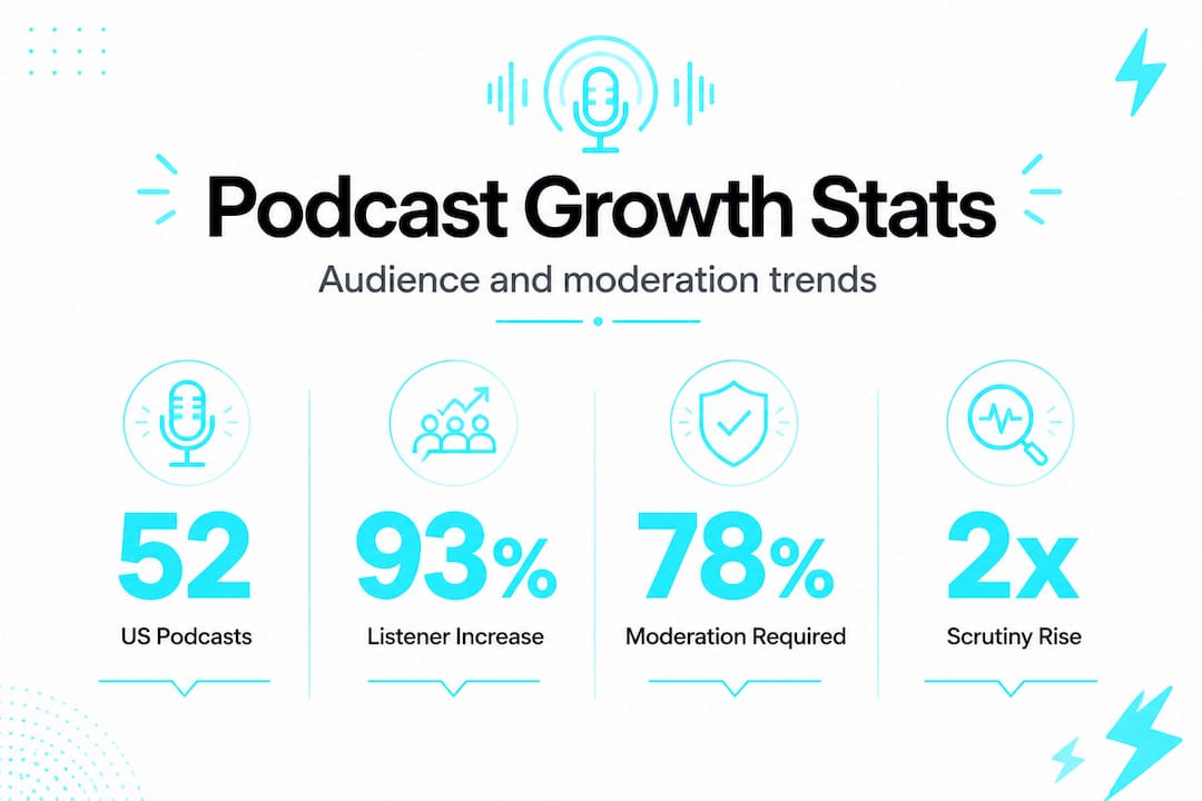 Infographic highlighting podcast audience growth stats