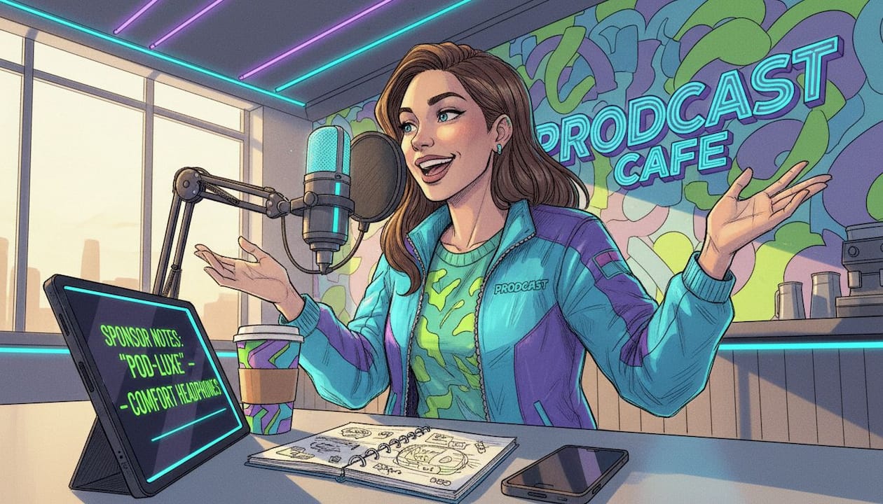Podcast host records sponsor endorsement at home