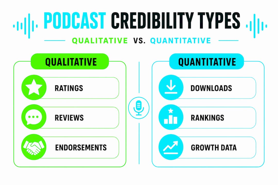 Infographic compares podcast credibility types