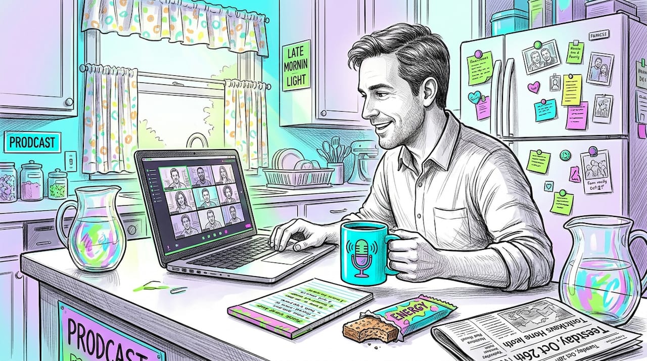 Podcast listener engaging with host online