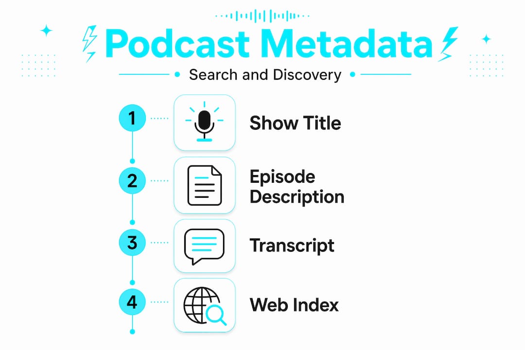 Infographic on podcast metadata and discovery process