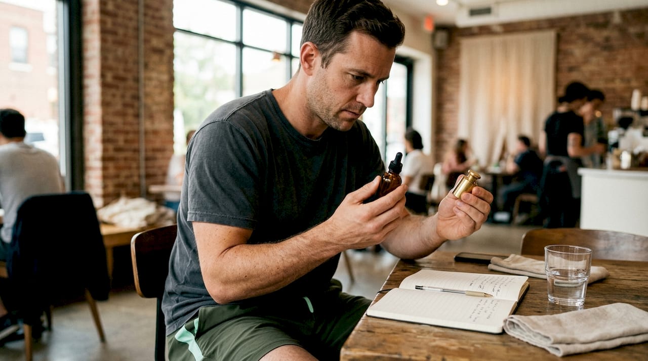 Homme ajustant la dose de CBD en fonction de son poids