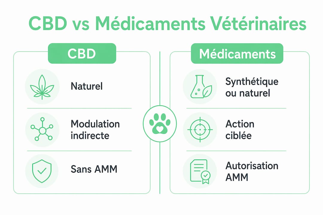 Infographie : le CBD face aux traitements vétérinaires classiques