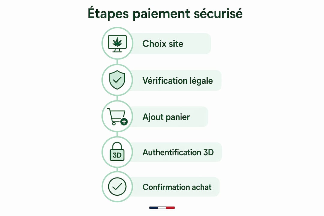 Payer CBD en ligne sécurisé : guide 2026 3 Schéma des différentes étapes pour un paiement sécurisé de CBD en ligne