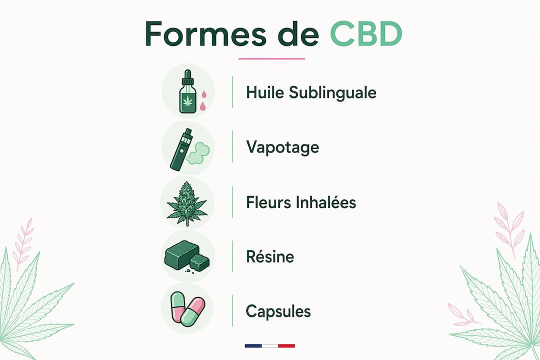CBD zur Stressreduktion: Ein Leitfaden für 2026 3 Infografik: Die verschiedenen CBD-Formen für ein besseres Stressmanagement
