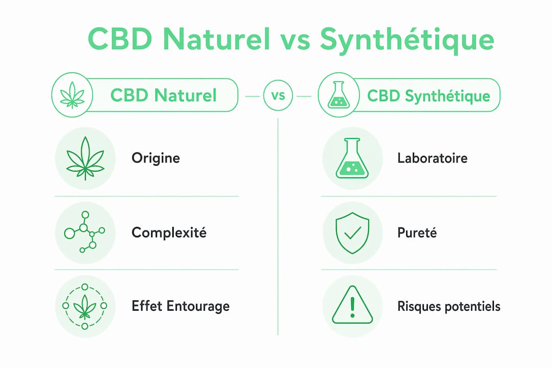 Infographie : les différences entre le CBD d’origine naturelle et le CBD synthétique