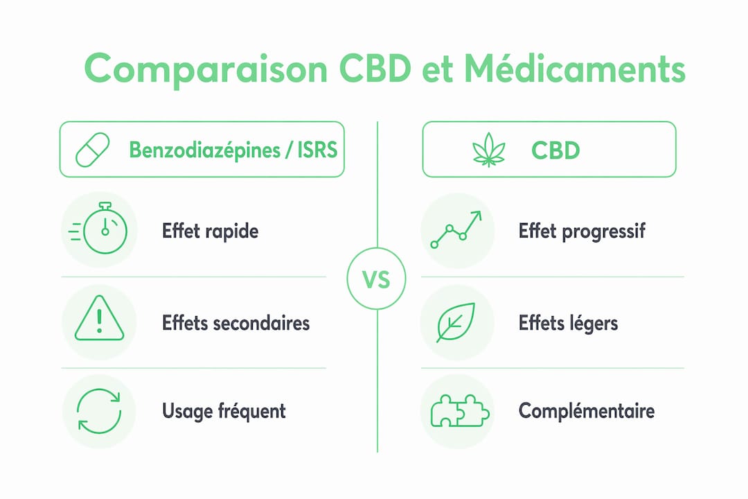 Infographie : CBD vs traitements classiques contre l’anxiété – le match