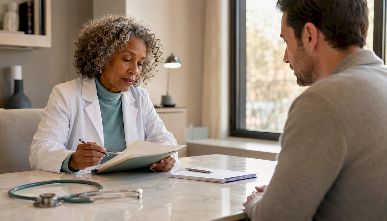 Le médecin échange avec sa patiente sur la surveillance des effets du CBD et l’importance de signaler toute réaction inattendue.