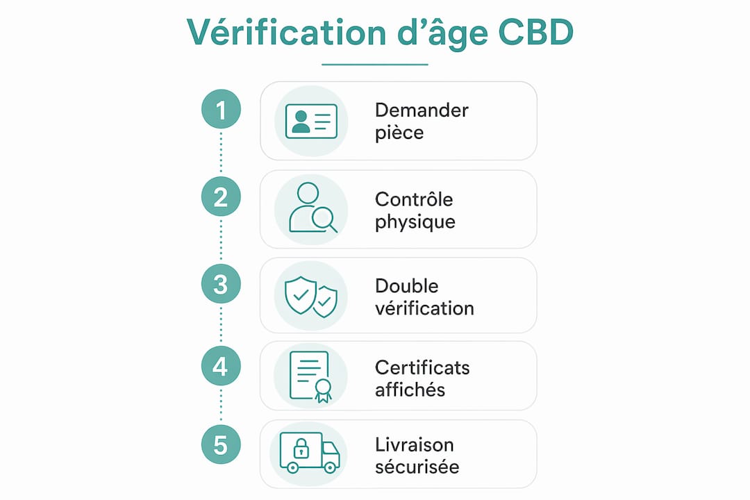 CBD shop et vérification d'âge adulte : bonnes pratiques - Pure Extract CBD Découvrez notre infographie détaillée présentant les différentes étapes de contrôle de l’âge pour l’achat de CBD.