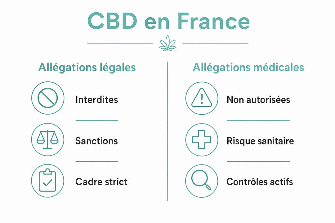Infographie : tour d’horizon des différences entre la réglementation et les affirmations médicales concernant le CBD en France