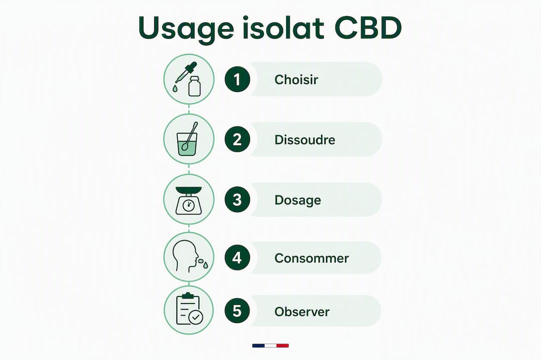 Infographie : les étapes clés pour bien utiliser l’isolat de CBD