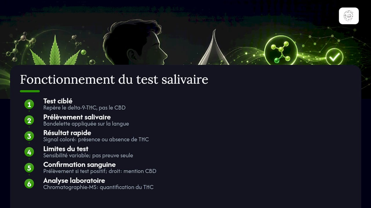 Test salivaire CBD : le THC détecté, jamais le CBD lui‑même 2 Que détecte exactement un test salivaire CBD au bord de la route ? — overview diagram