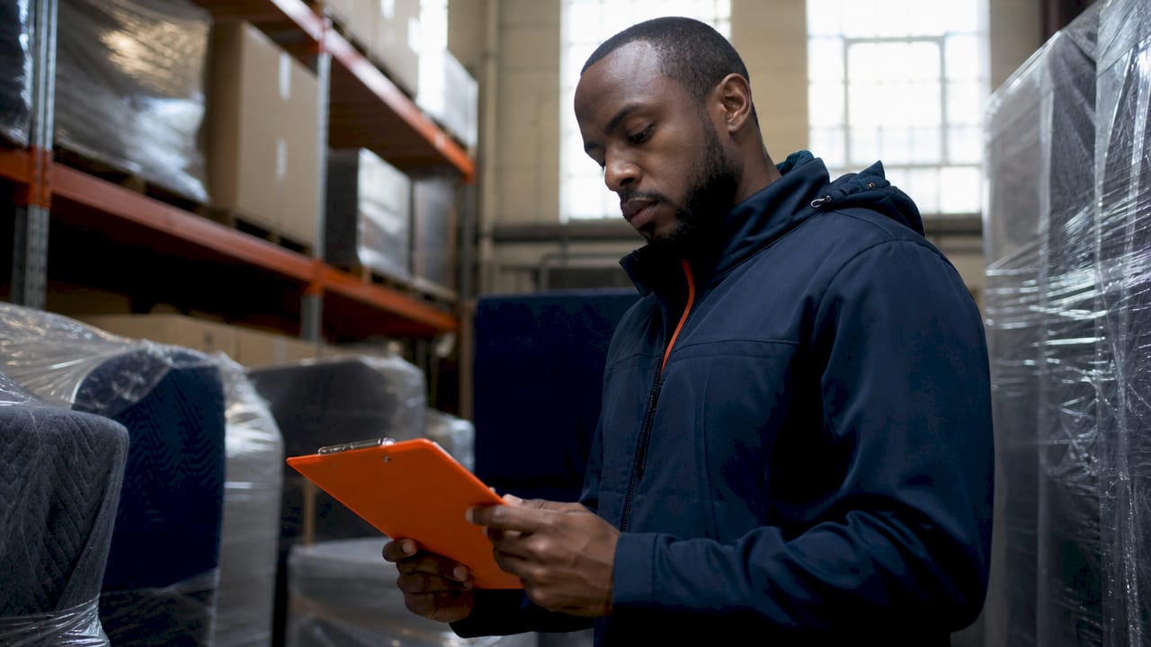 Secure furniture storage warehouse interior