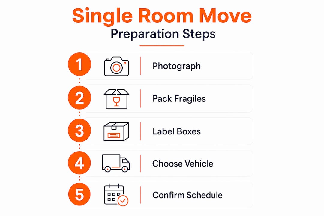 Infographic showing key steps to prepare for single room move
