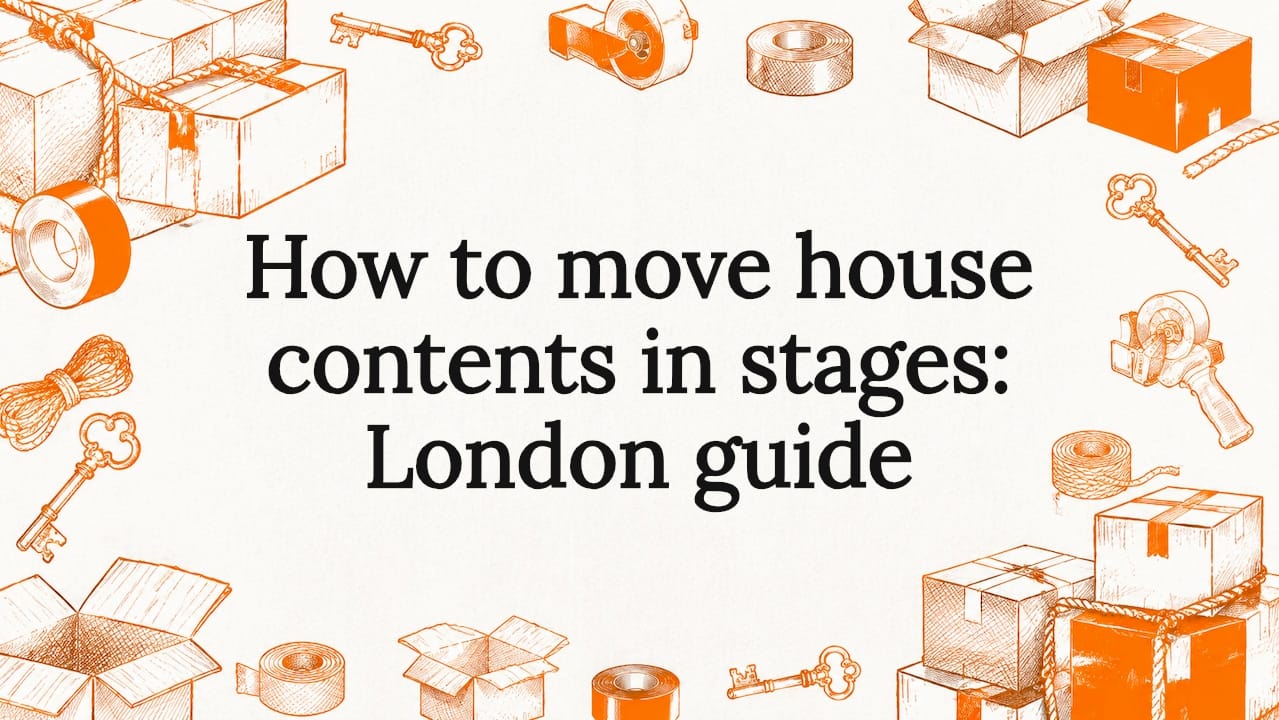 Decorative title card illustration for staged moving article