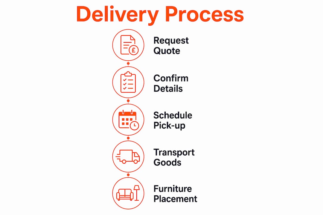 Infographic showing furniture delivery process steps