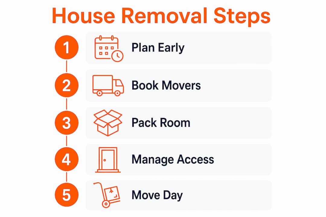 Infographic illustrating five key house removal steps