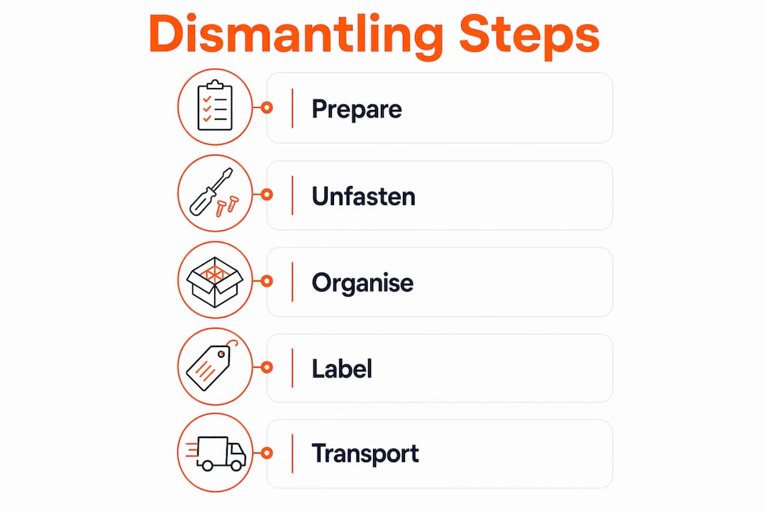 Infographic detailing steps to dismantle furniture